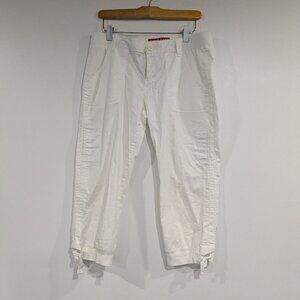 Guess Elastic Waist Cropped Jogger with Cuff Ties White Size Large